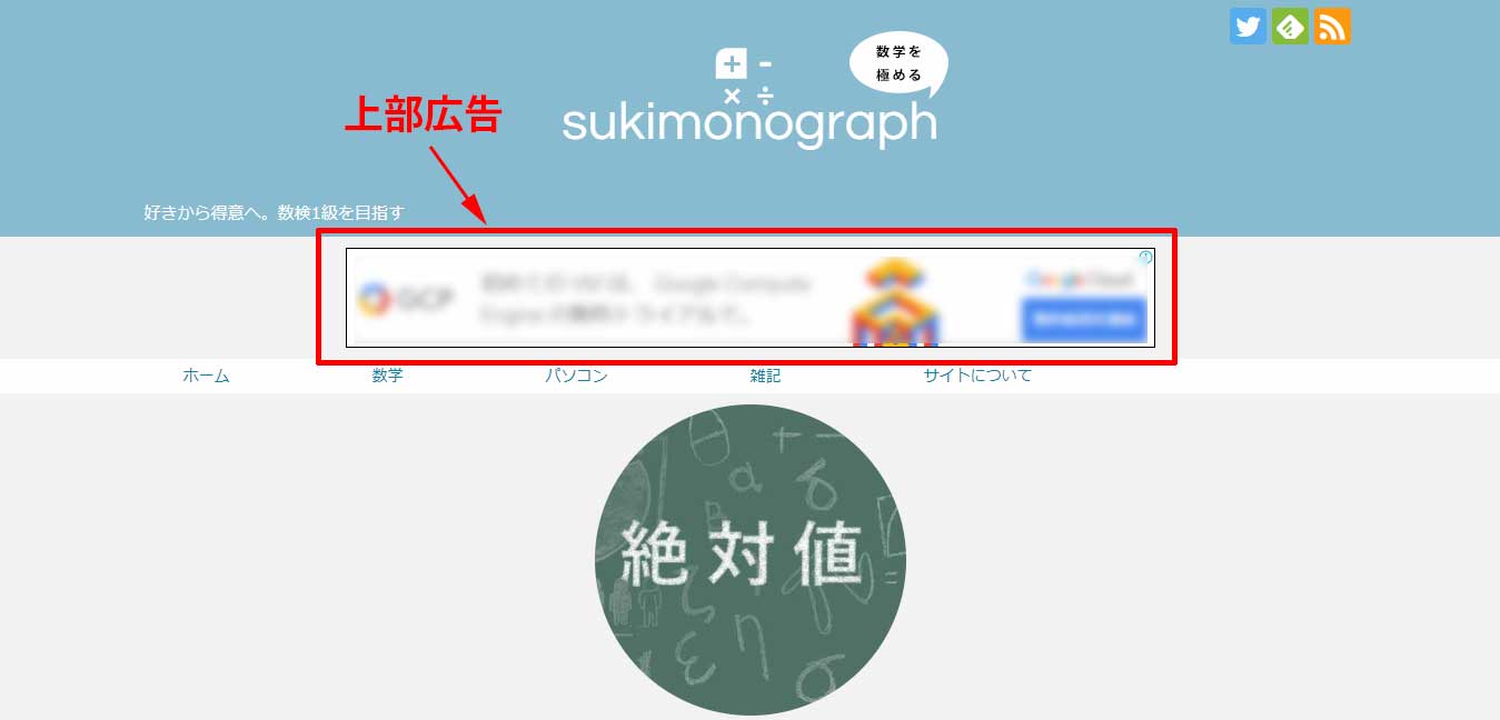 上部広告 下部 上部アンカー広告 全画面広告を消す方法 Google Adsense 数学を極めるsukimonograph